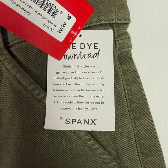 NWT Spanx Stretch Twill Ankle Cargo Pants in Darkened Olive Size Medium M NEW - Picture 6 of 13